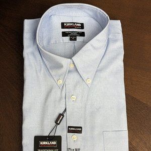 [NEW] Kirkland Signature Traditional Fit Non-Iron Dress Shirt 17.5" x 36"/37"